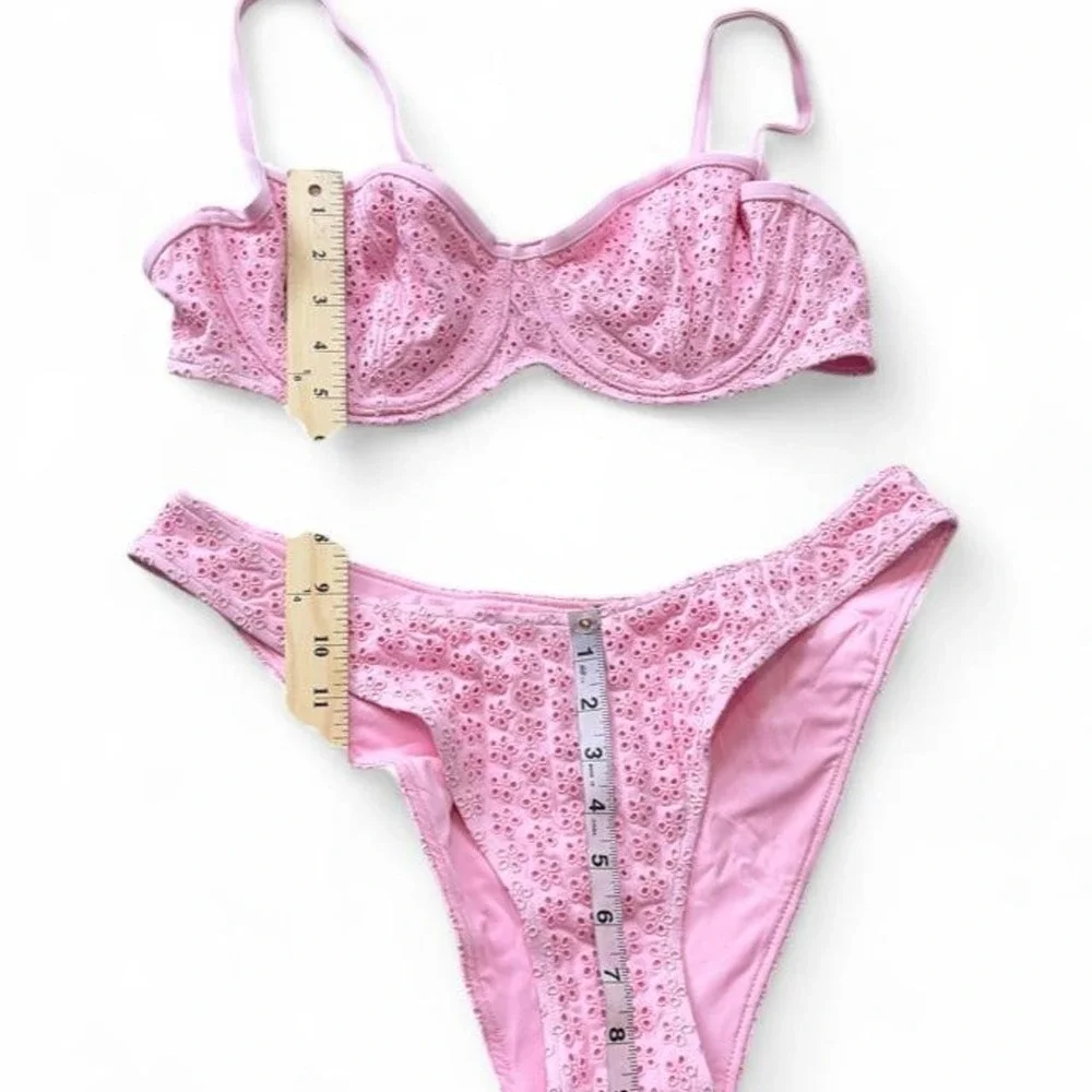 Frankies Bikinis/VS Pink Buttercup Golden Hour Eyelet Bikini Set, Women's Size L